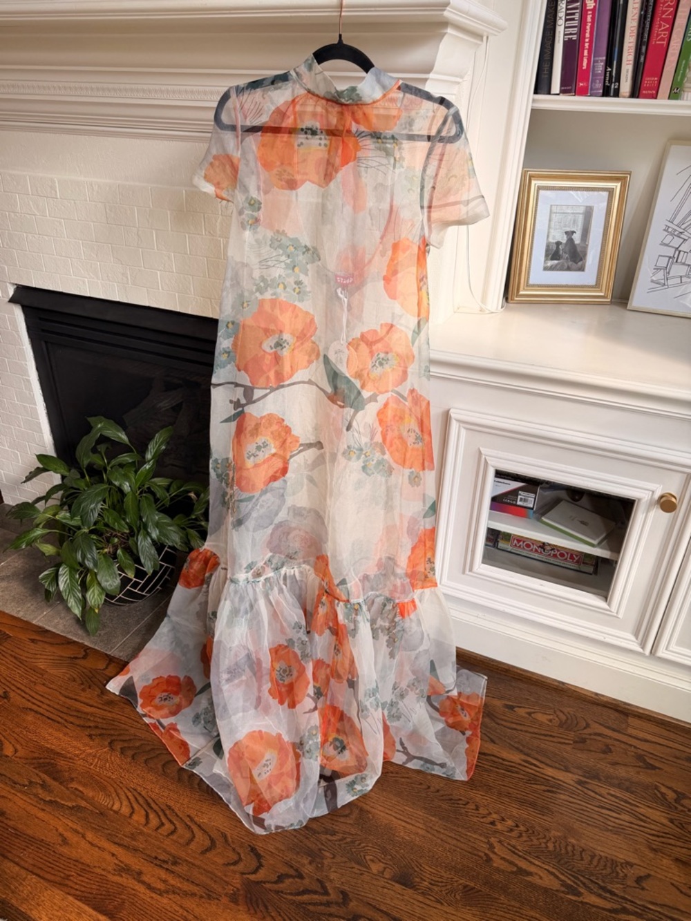 New with tags STAUD Calluna Poppy Floral sheer organza tie back maxi gown Dress - Picture 5 of 15